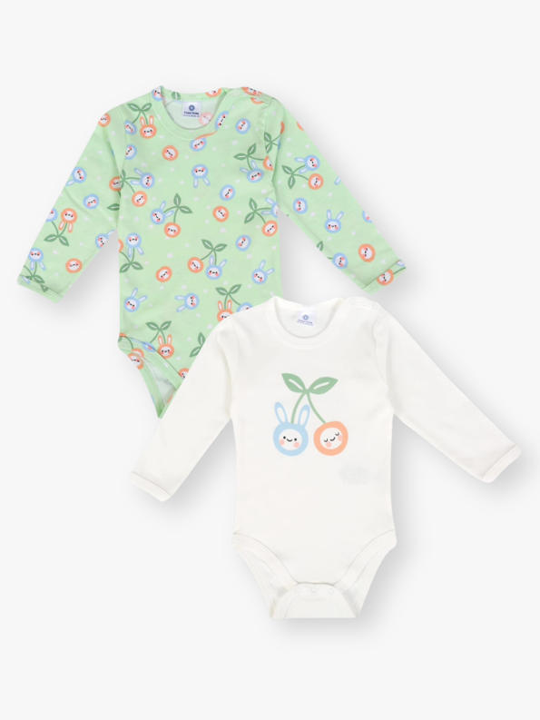Luggi Baby Purple Printed Long Sleeve Bodysuit Set for Girls