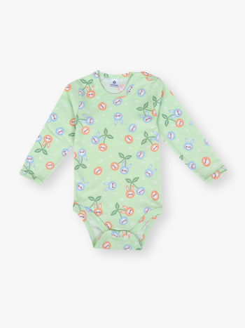 Luggi Baby Purple Printed Long Sleeve Bodysuit Set for Girls