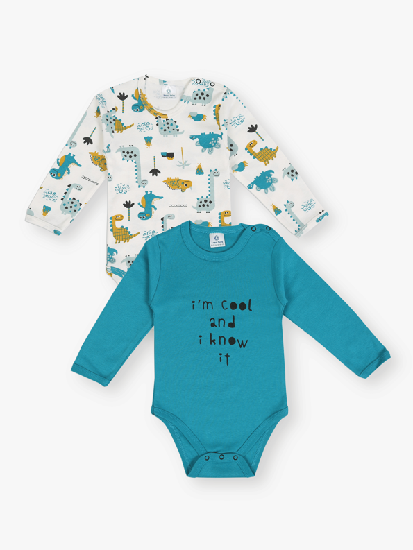 Luggi Baby Purple Printed Long Sleeve Bodysuit Set for Boys