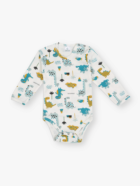 Luggi Baby Purple Printed Long Sleeve Bodysuit Set for Boys