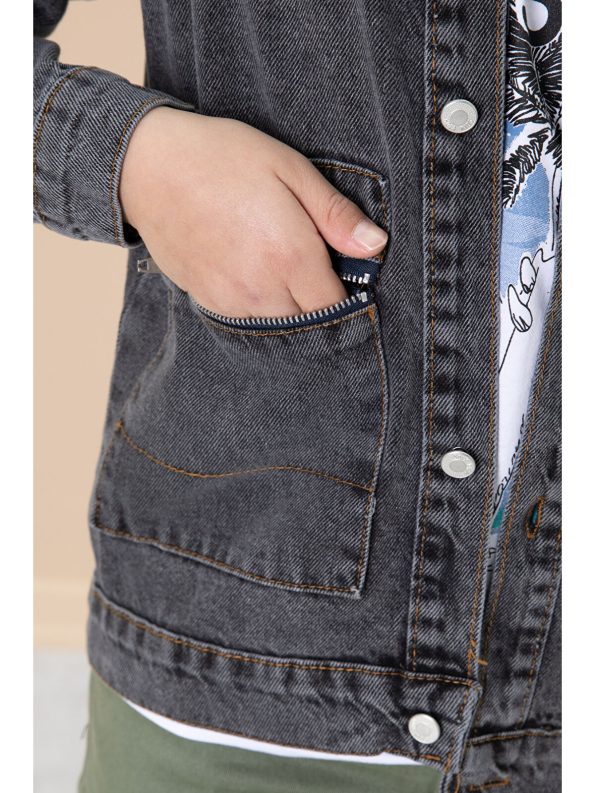 Cansın Mini Gray Denim Jacket and Pants Set for Boys