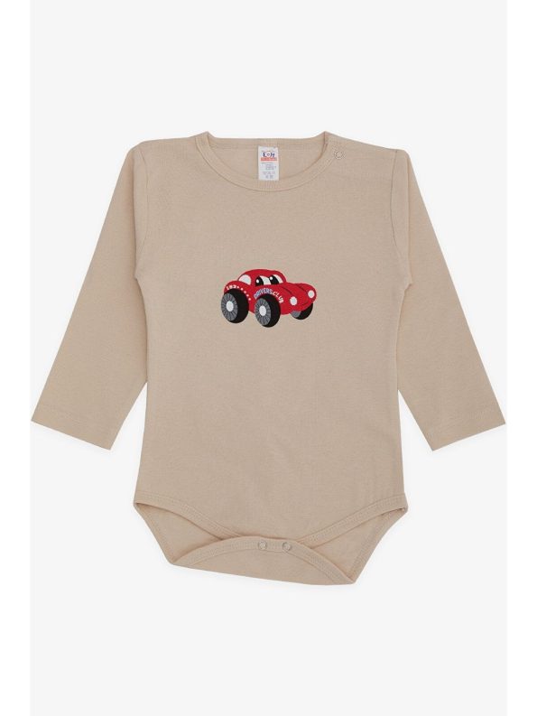Breeze Baby Boy Snap Bodysuit with Car Print Beige (9 Months - 1.5 Years)