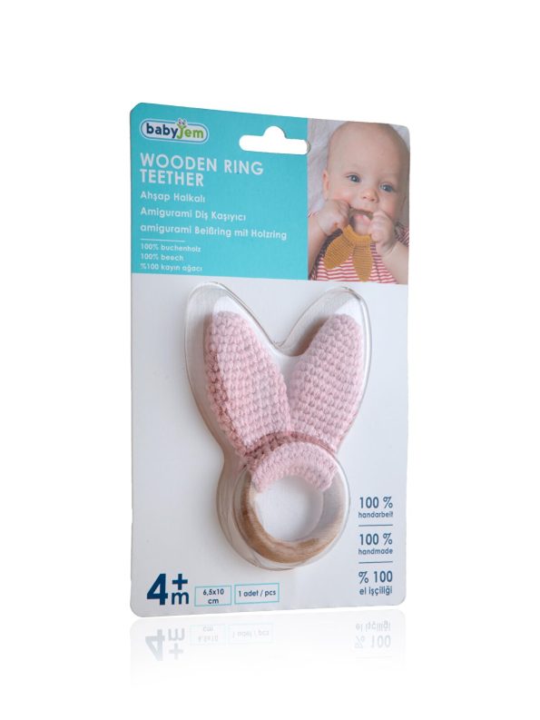 Babyjem Wooden Ring Teether Pink