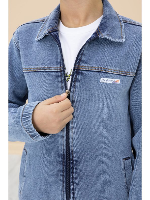 RCW Rimini Blue Zip-Up Jean Jacket and Pants 3-Piece Set for Boys