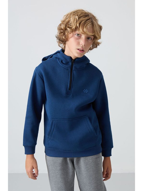 TOMMYLIFE Navy Blue Cotton Sweatshirt for Boys
