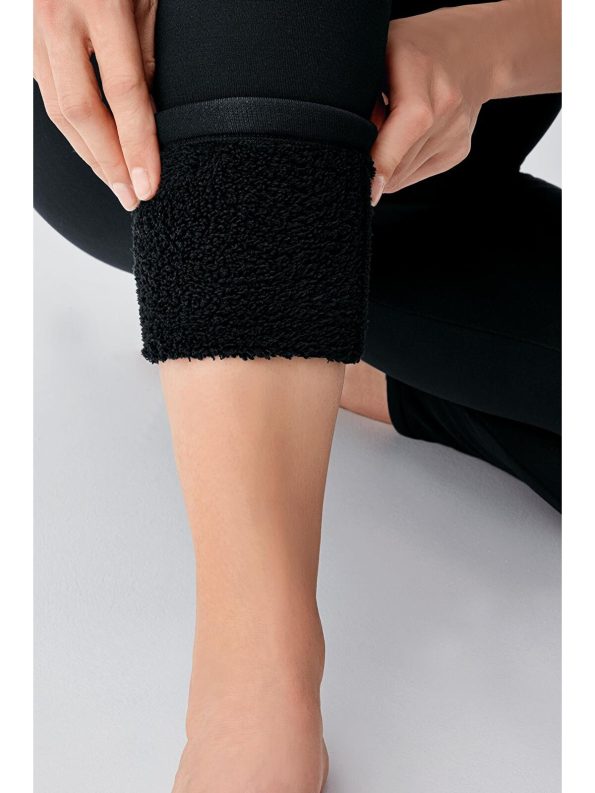 Adjustable Waist Black Plush-Lined Thick Stretch Winter Thermal Maternity Leggings