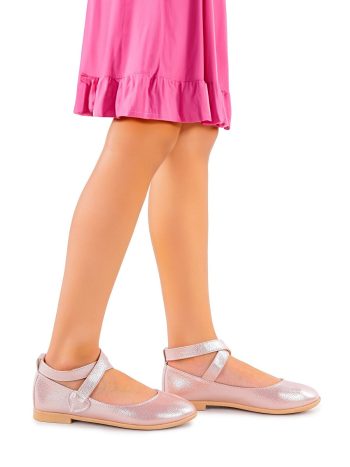 KIKO Pink Velcro Ballet Flats for Girls
