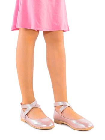 KIKO Pink Velcro Ballet Flats for Girls
