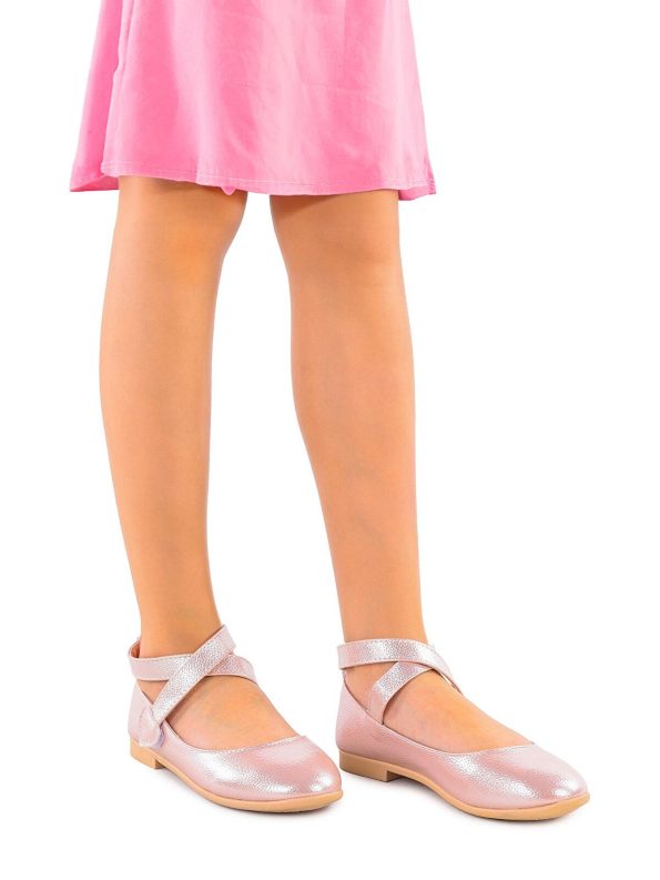 KIKO Pink Velcro Ballet Flats for Girls