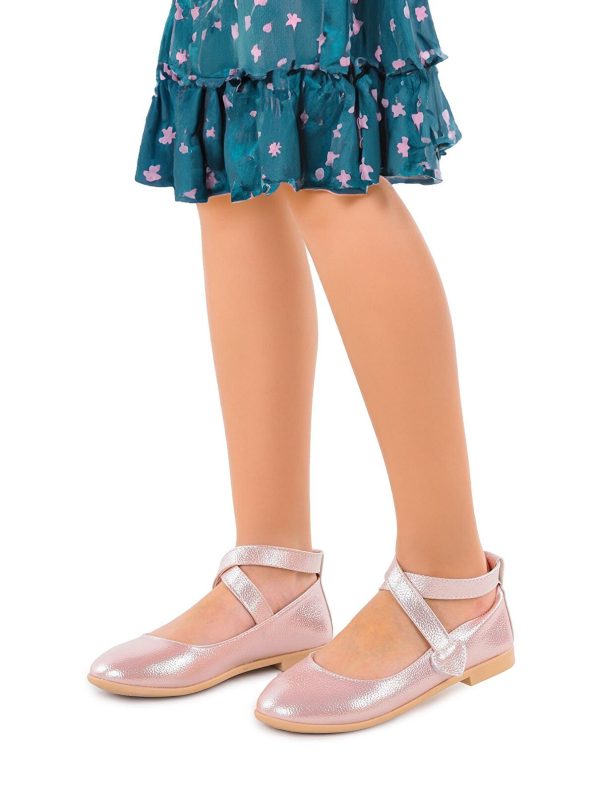 KIKO Pink Velcro Ballet Flats for Girls
