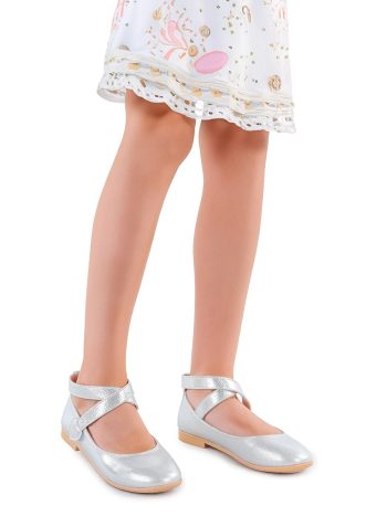 KIKO Gray Velcro Ballet Flats for Girls