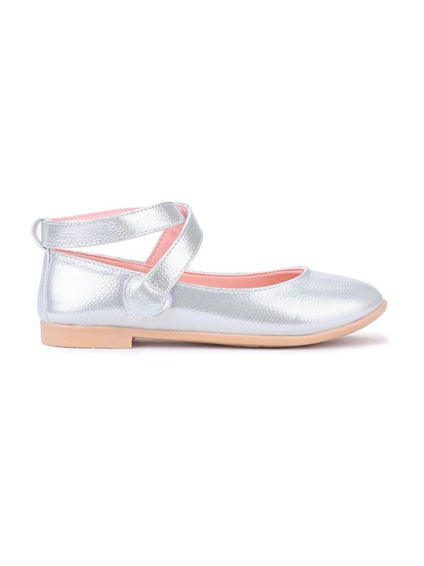 KIKO Gray Velcro Ballet Flats for Girls