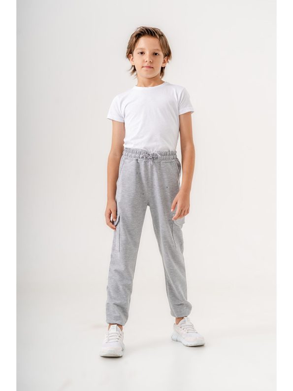 Mışıl Kids Gray Cargo Pocket Basic Boys' Sweatpants