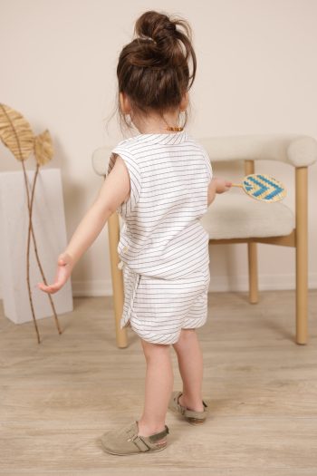 Indigo Striped Tank Top and Shorts Set