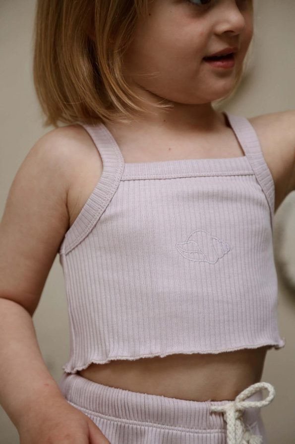 Oyster Strap Crop Top and Shorts Set
