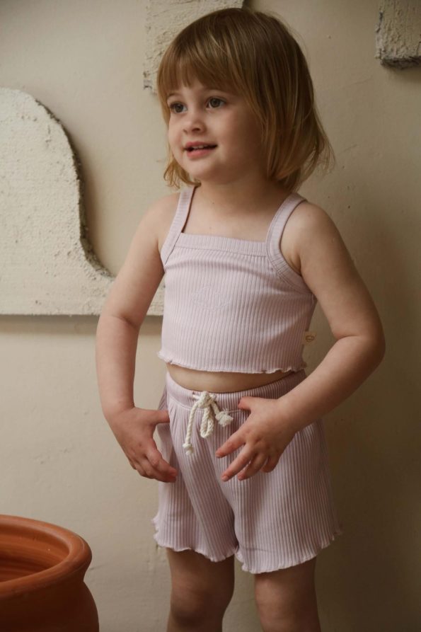 Oyster Strap Crop Top and Shorts Set