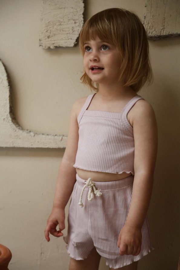 Oyster Strap Crop Top and Shorts Set