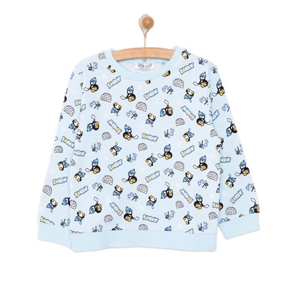 Boys' Basic Sweatshirt with Penguin Print and Snaps