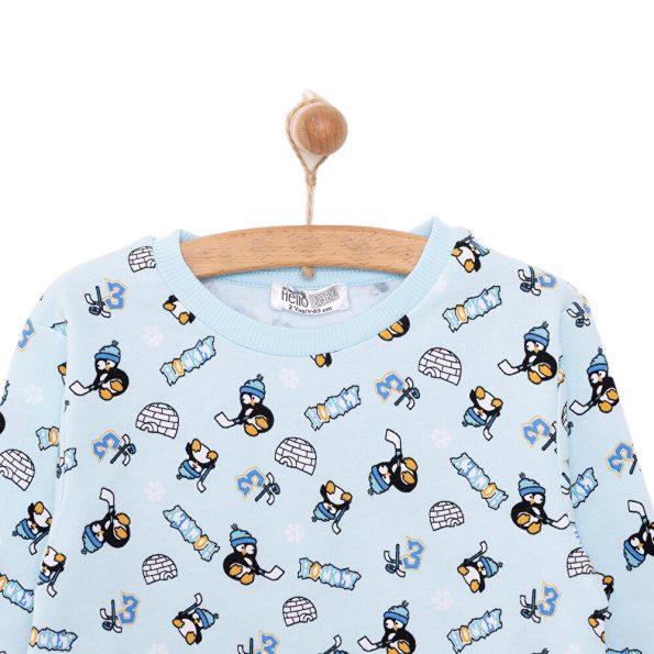 Boys' Basic Sweatshirt with Penguin Print and Snaps
