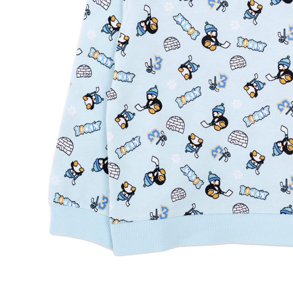 Boys' Basic Sweatshirt with Penguin Print and Snaps