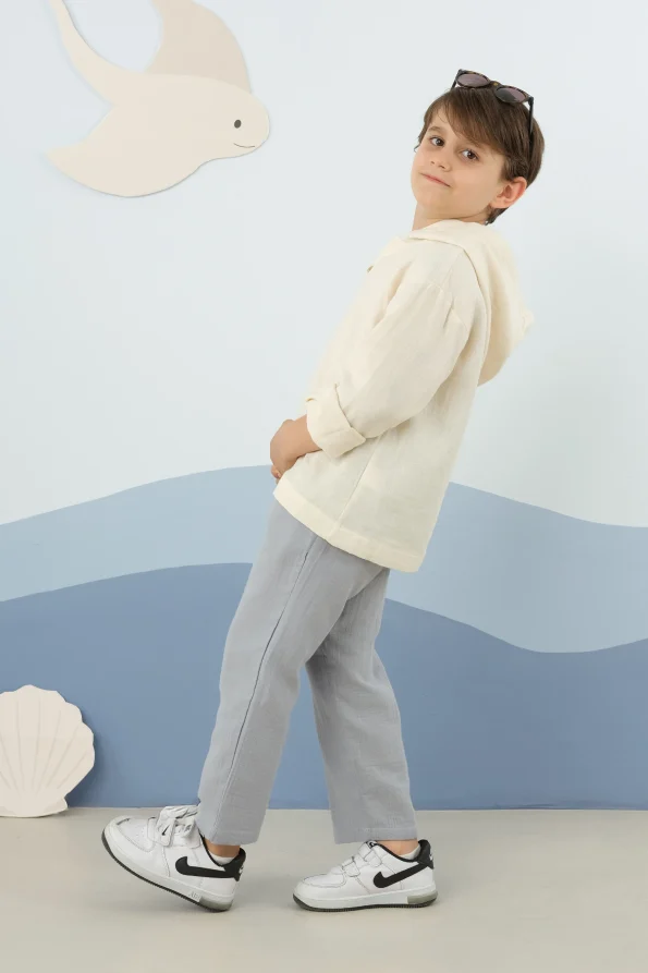 Hooded Muslin Set Blue