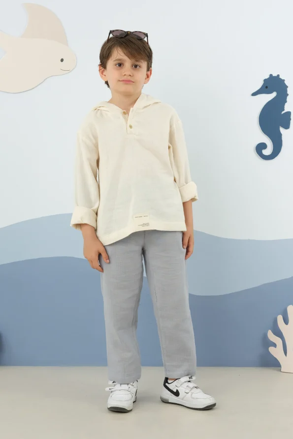 Hooded Muslin Set Blue