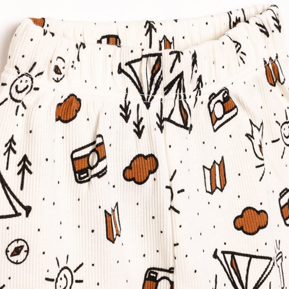 Boys' Camp Pattern Pajama Set with Long Sleeves