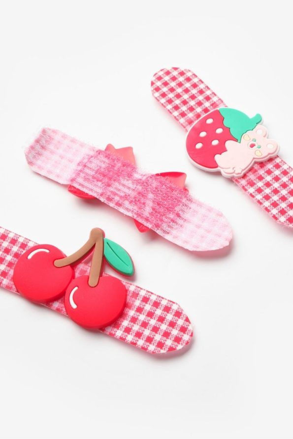 Red Checkered 3-Piece Hair Clip Set for Girls