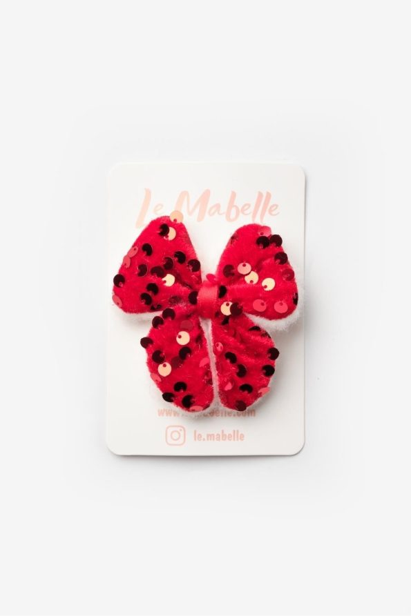 Red Sequin Bow Hair Clip for Girls