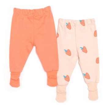 Coral Interlock Patterned Leggings with Socks for Baby Girls