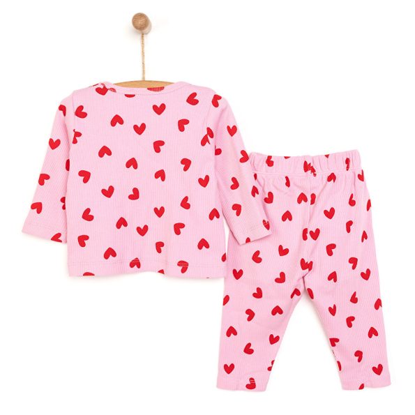 Heart Print Long Sleeve Pajama Set for Baby Girls