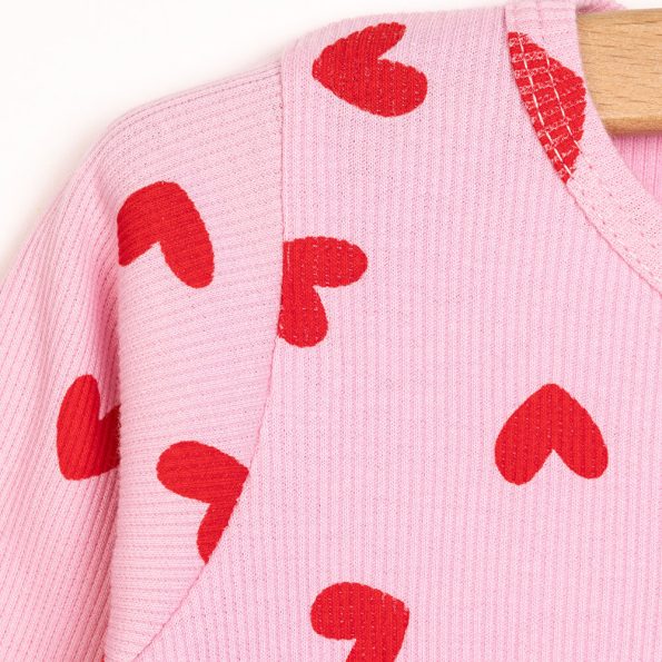 Heart Print Long Sleeve Pajama Set for Baby Girls