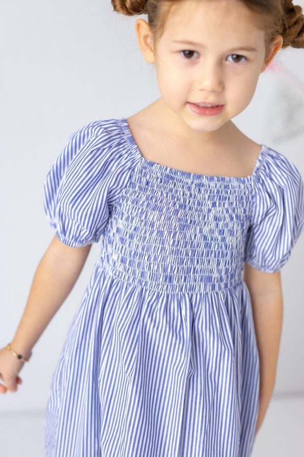Girls' Striped Poplin Midi Dress
