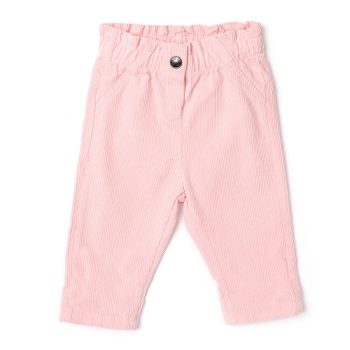 Girls' Baby Basic Velvet Trousers in Powder Pink
