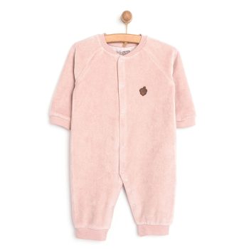 Newborn Girl's Velvet Onesie in Dusty Pink