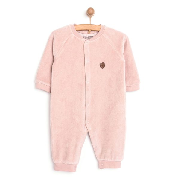 Newborn Girl's Velvet Onesie in Dusty Pink