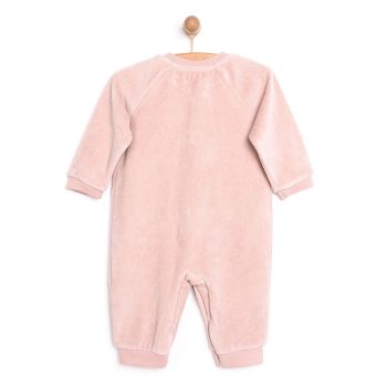 Newborn Girl's Velvet Onesie in Dusty Pink