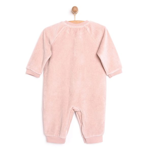 Newborn Girl's Velvet Onesie in Dusty Pink