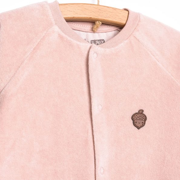 Newborn Girl's Velvet Onesie in Dusty Pink