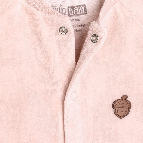 Newborn Girl's Velvet Onesie in Dusty Pink