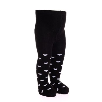 Black Heart Patterned Tights for Baby Girls