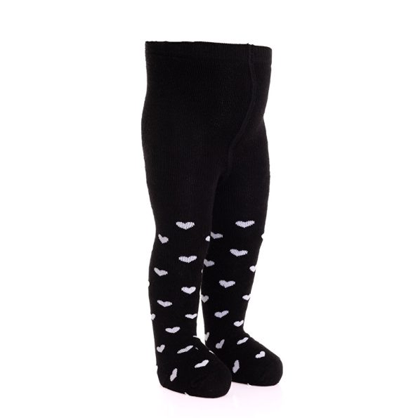 Black Heart Patterned Tights for Baby Girls
