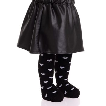 Black Heart Patterned Tights for Baby Girls