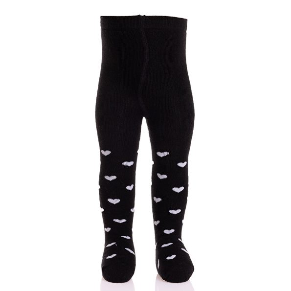 Black Heart Patterned Tights for Baby Girls