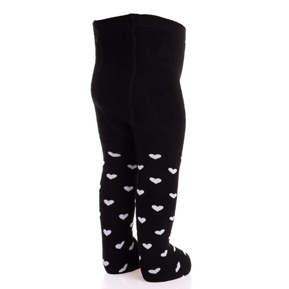 Black Heart Patterned Tights for Baby Girls