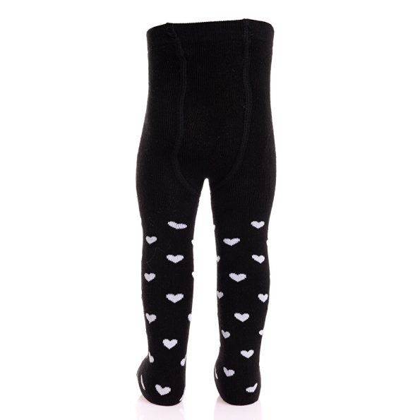Black Heart Patterned Tights for Baby Girls