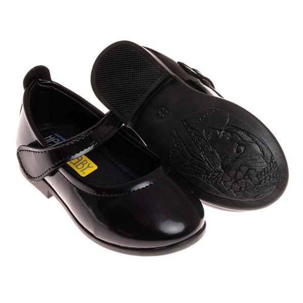 Black Faux Leather Baby Girl Ballet Shoes