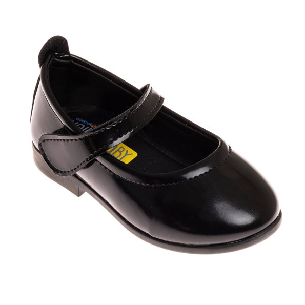 Black Faux Leather Baby Girl Ballet Shoes