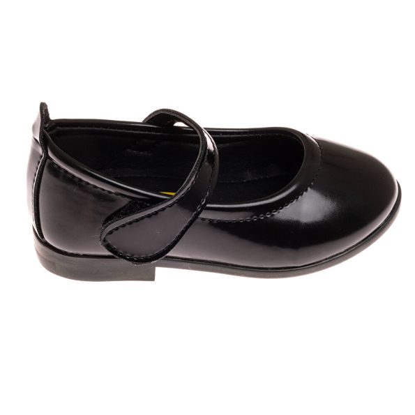 Black Faux Leather Baby Girl Ballet Shoes