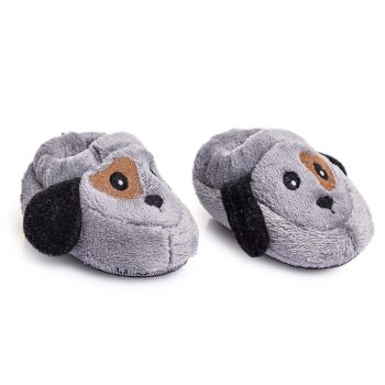 Unisex Wellsoft Dog Figurine Slippers in Grey